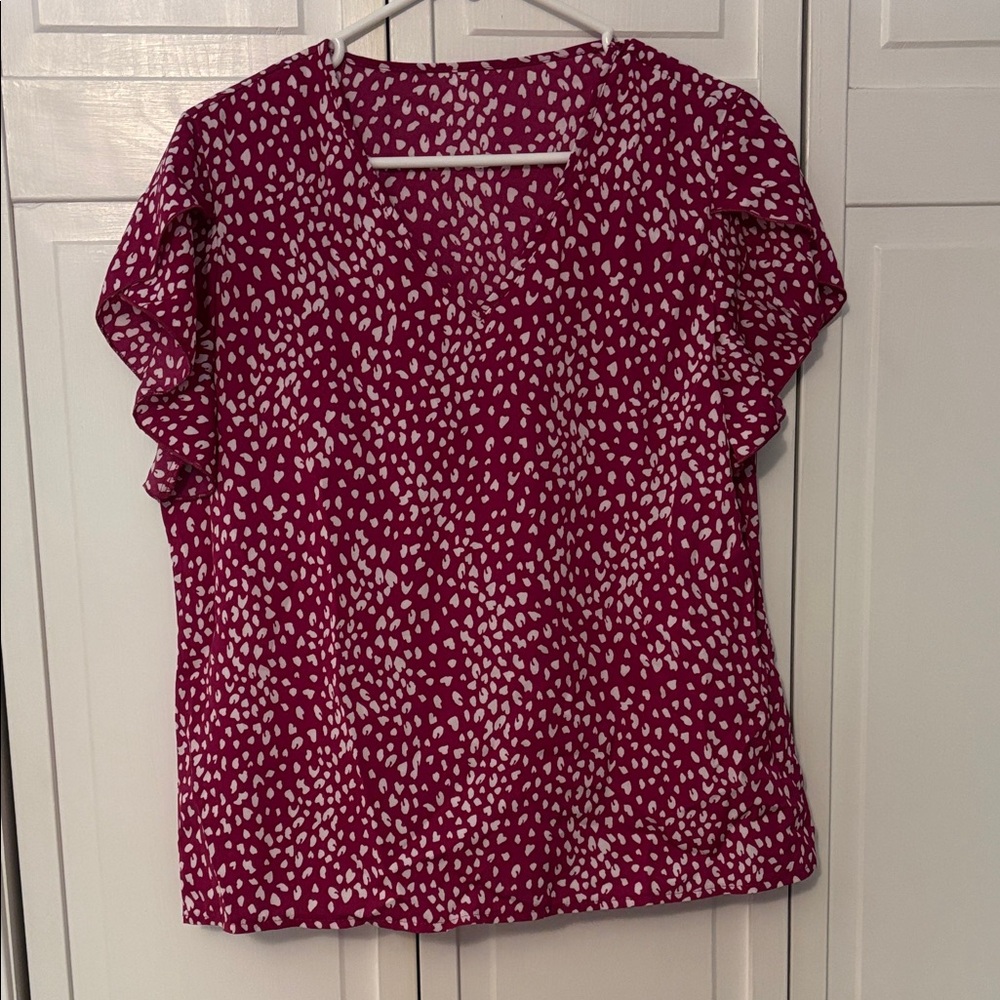 SHEIN Fuchsia and White Patterned Blouse